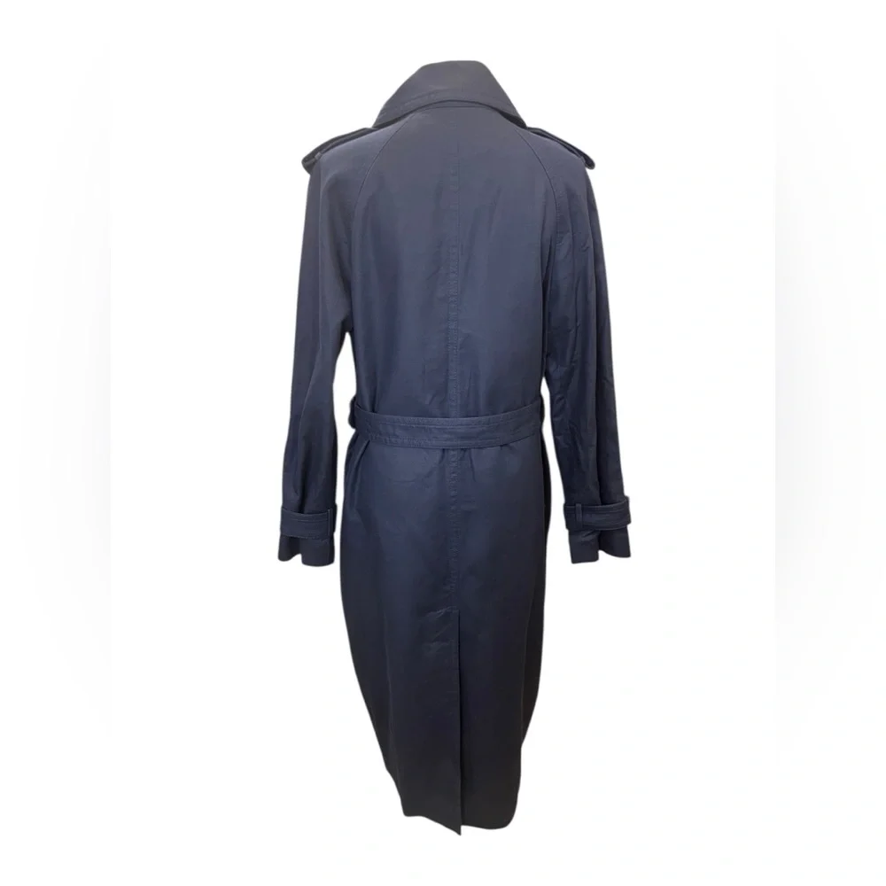 Ann Taylor Navy Double-Breasted Belted Trench Coat – Women’s Medium - Picture 7 of 15